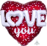 Multi-Balloon Holographic Love Hearts & Dots