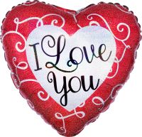18" Holographic Sparkle Heart Love You Balloon