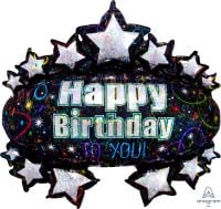 SuperShape Holographic Brilliant Birthday Marquee Balloon