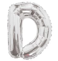 14" Silver Letter D Balloon
