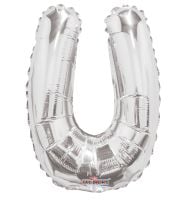 14" Silver Letter U Balloon