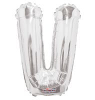 14" Silver Letter V Balloon