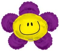14" Smiley Flower Purple Balloon