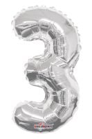 14" Silver Number 3 Balloon