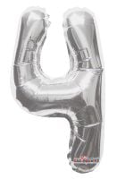 14" Silver Number 4 Balloon