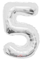 14" Silver Number 5 Balloon