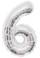 14" Silver Number 6 Balloon