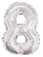 14" Silver Number 8 Balloon