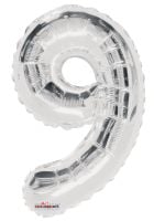 14" Silver Number 9 Balloon
