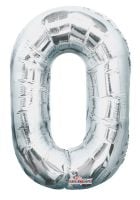 14" Silver Number 0 Balloon