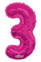 14" Pink Number 3 Balloon