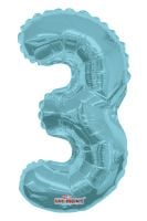 14" Light Blue Number 3 Balloon