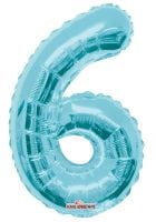 14" Light Blue Number 6 Balloon
