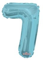 14" Light Blue Number 7 Balloon