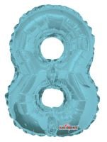 14" Light Blue Number 8 Balloon