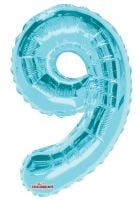 14" Light Blue Number 9 Balloon