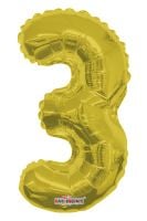 14" Gold Number 3 Balloon