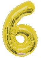 14" Gold Number 6 Balloon