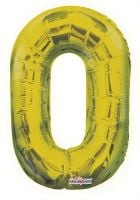 14" Gold Number 0 Balloon
