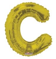 14" Gold Letter C Balloon