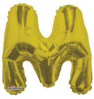 14" Gold Letter M Balloon