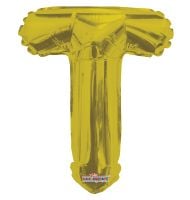 14" Gold Letter T Balloon