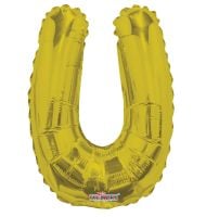 14" Gold Letter U Balloon
