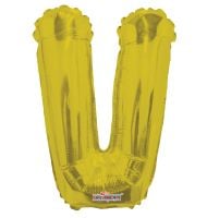 14" Gold Letter V Balloon