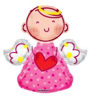 28" Pink Angel Shape Balloon