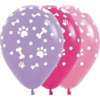 11" Paw Prints Girl Assortment (50pcs) Balloons