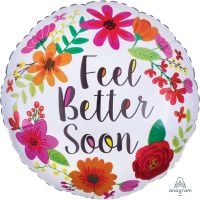 18" Feel Better Soon Floral Wreath Balloon