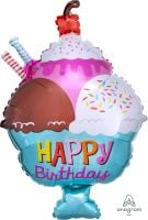 18" Shape Ice Cream Sundae Happy Birthday Balloon