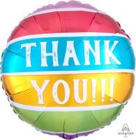 18" Thank You Striped Colors Balloon
