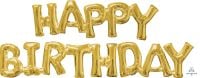 Phrase HAPPY BIRTHDAY Gold Balloon