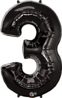 34" Black Number 3 Balloon