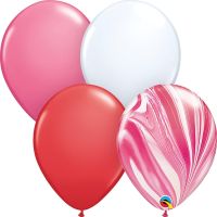 11" Red, Rose, White, Agate Assortment (100pcs Balloons