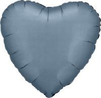 18" Satin Luxe Steel Blue Heart (non-packaged) Balloon