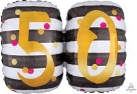 SuperShape Holographic Pink & Gold Milestone 50 Balloon