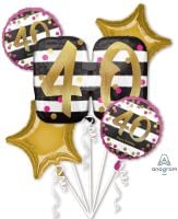 Balloon Bouquet Pink & Gold Milestone 40