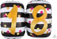 SuperShape Holographic Pink & Gold Milestone 18 Balloon