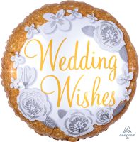 18" Wedding Wishes Gold & Silver Balloon