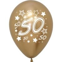 11" Number 50 Reflex Gold (50pcs) Balloons
