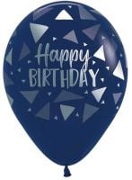 11" Happy Birthday Triangles Fashion Navy Blue (50pcs) Balloons