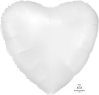 18" Satin Luxe White Heart (non-packaged) Balloon