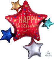 SuperShape Birthday Satin Star Cluster Balloon