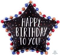SuperShape Happy Birthday to You Satin Star Balloon