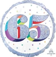 18" Holographic Here's to Your Birthday 65 Balloon