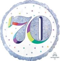 18" Holographic Here's to Your Birthday 70 Balloon