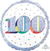 18" Holographic Here's to Your Birthday 100 Balloon