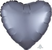18" Satin Luxe Graphite Heart (non-packaged) Balloon